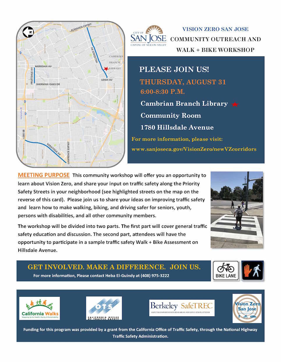 Vision Zero San Jose Community Outreach Workshop Flyer