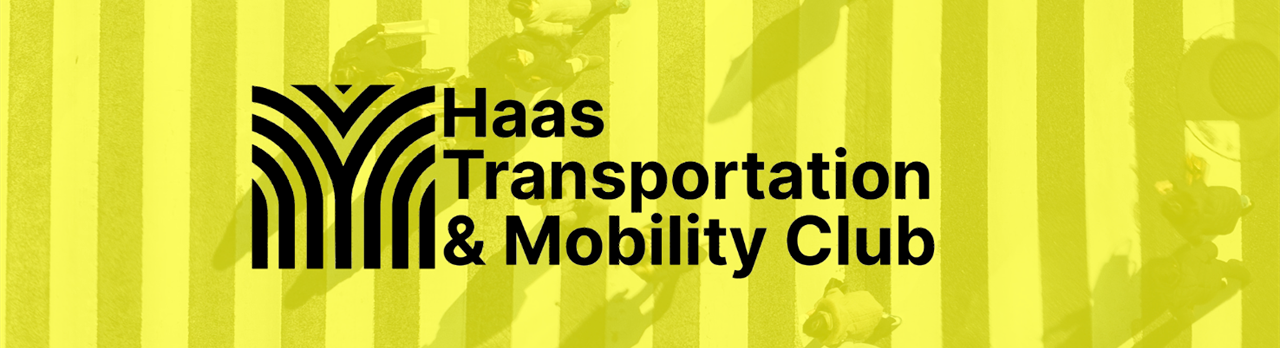 Graphic with Haas Transportation & Mobility Club in black text on a yellow background