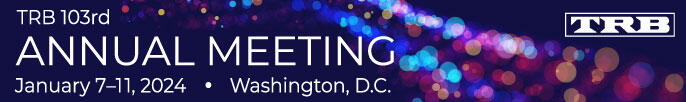 TRB 103rd Annual Meeting January 711, 2024, Washington D.C. graphic w/white text overlaid blinking lights