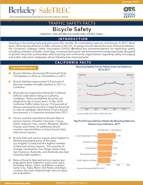 Bike Safety Fact Sheet Page 1