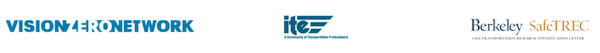 Logos of three sponsors of trainings, Vision Zero Network, ITE and SafeTREC