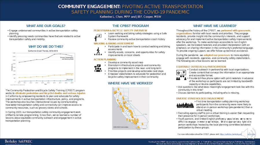 Image of the poster presentation, Pivoting active transportation community engagement planning during the COVID-19 pandemic