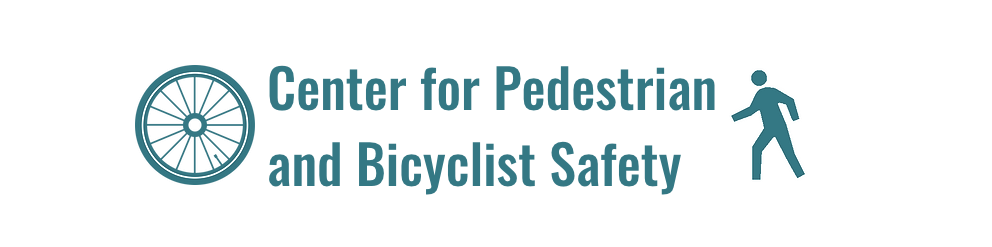 CPBS Logo of a dark teal blue bicycle spoke on the left, Center for Pedestrian and Bicyclist Safety text in the middle, and an icon of a person walking on the right, all on a white background