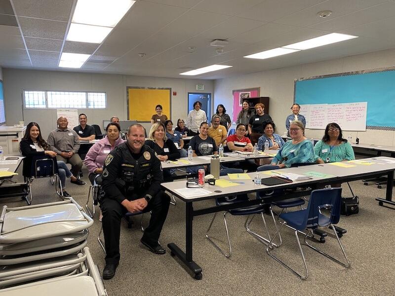 CPBST participants in a group photo in a classroom at Arlanza Elementary School in Riverside