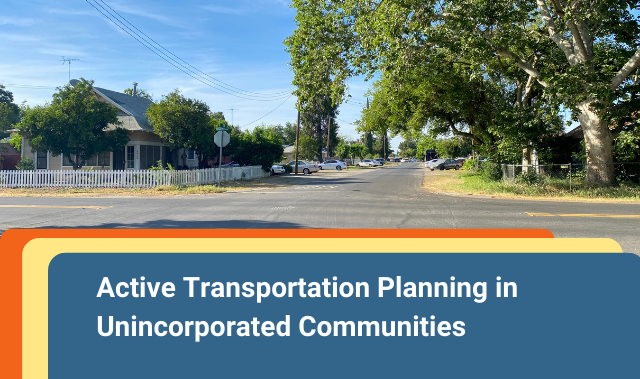 View of an intersection in a residential neighborhood in the unincorporated community of Empire during a walk/bike assessment