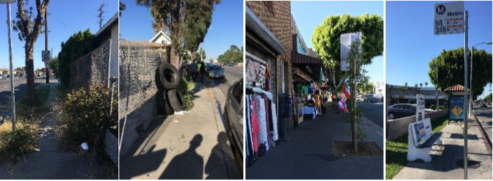 Photos of sidewalk conditions in Florence-Firestone