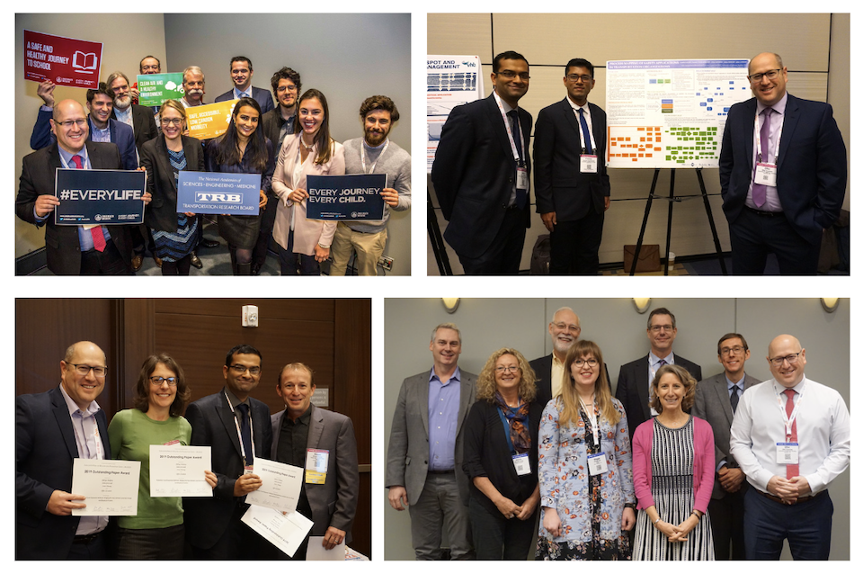 Collage showing Co-Director Offer Grembek over the years at the TRB Annual meeting with SafeTREC team and traffic safety partners