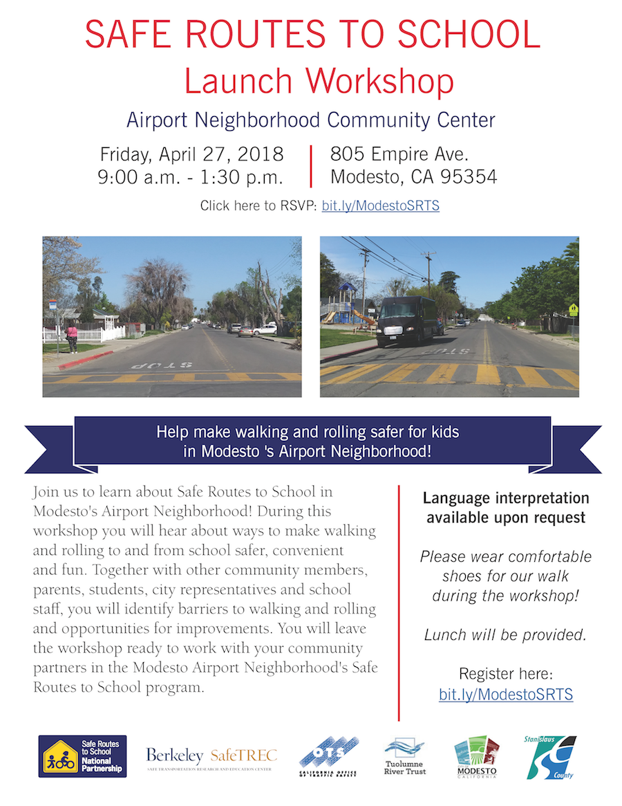 Modesto Safe Routes to School Workshop Flyer