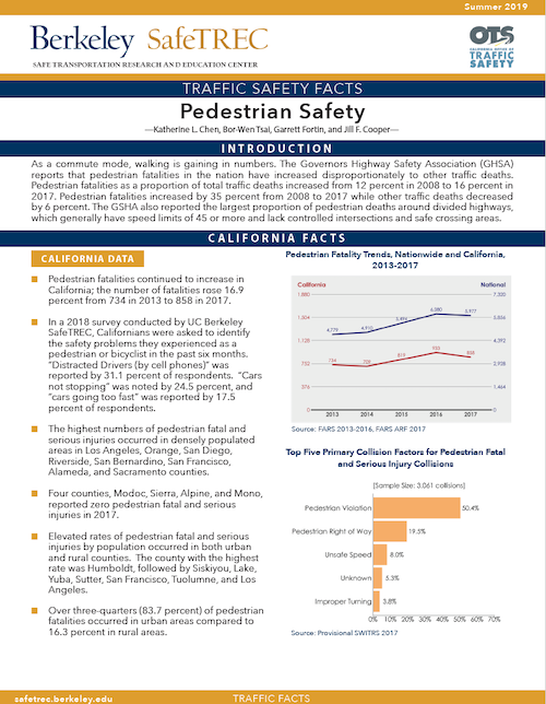 Page 1 of Pedestrian Safety Fact Sheet 2019