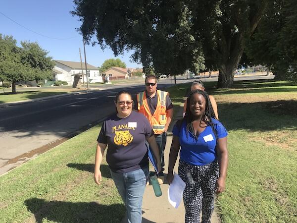 Participants on a walk assessment at a CPBST in Planada, CA