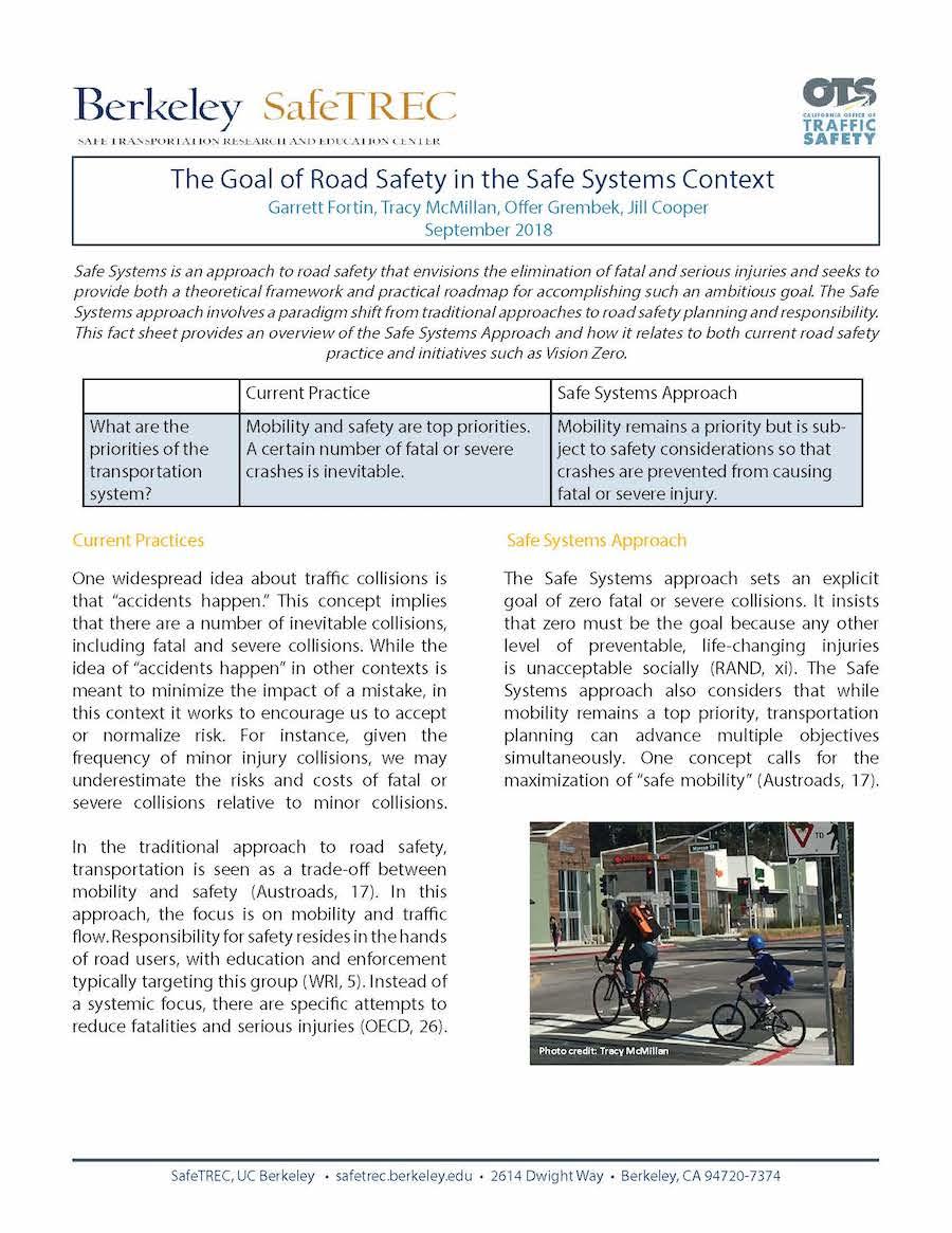 First page of Safe Systems Brief