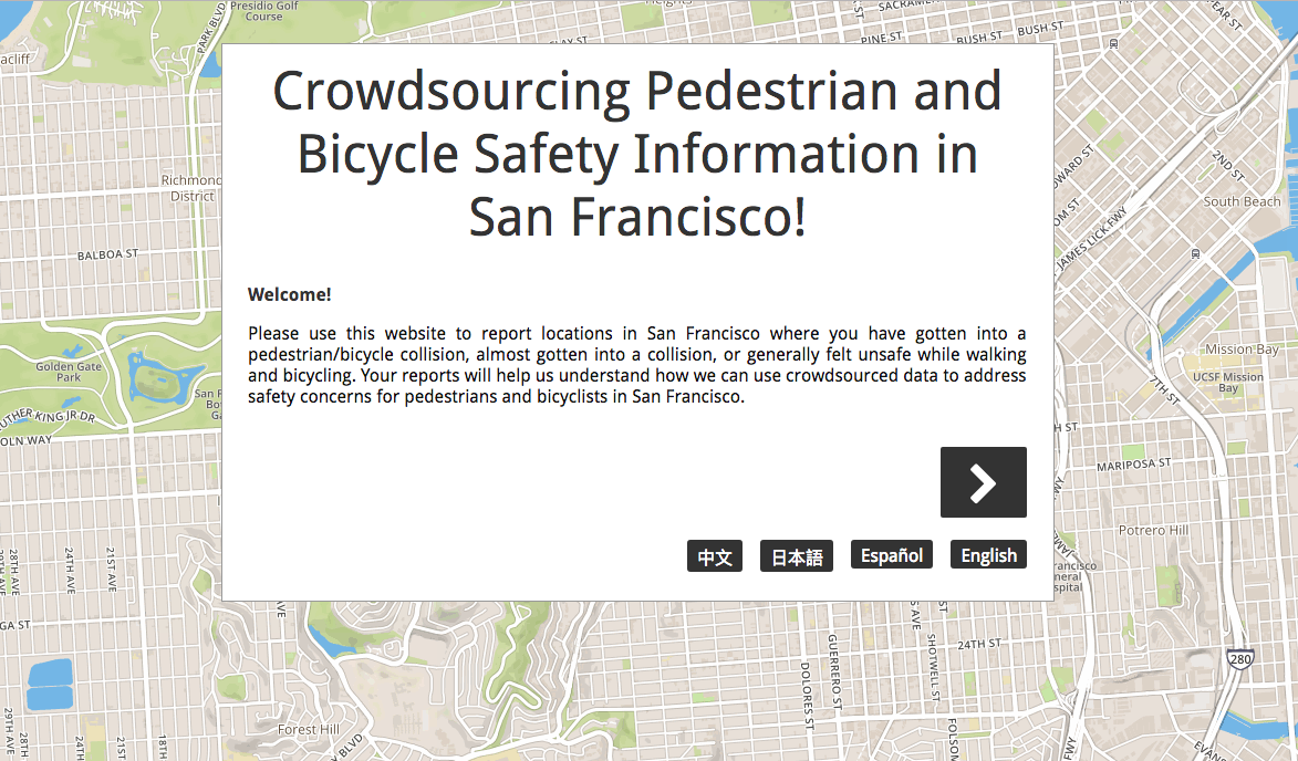 Crowdsourcing app on ped and bike