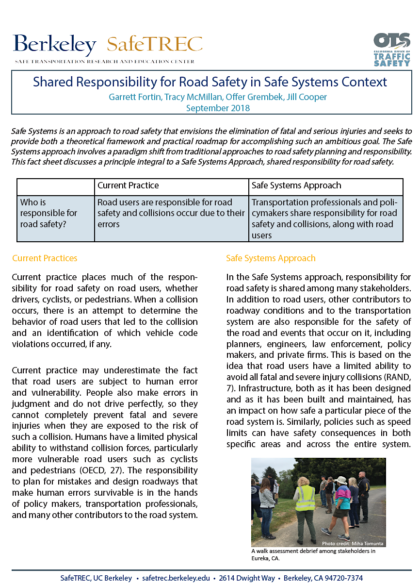 First page of new Safe Systems Research Brief