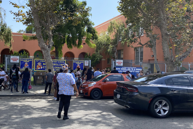 School pick up in front of the 75th Street Elementary School in South LA