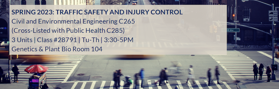 People walking in crosswalk with traffic passing with course title, time and date overlaid