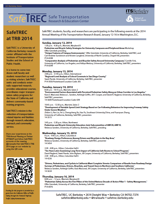 SafeTREC At TRB 2014 | SafeTREC