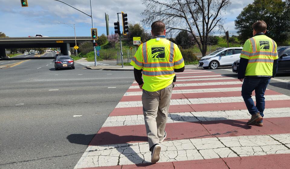 Participants conducting a walk assessment as part of the CSSA in Contra Costa County