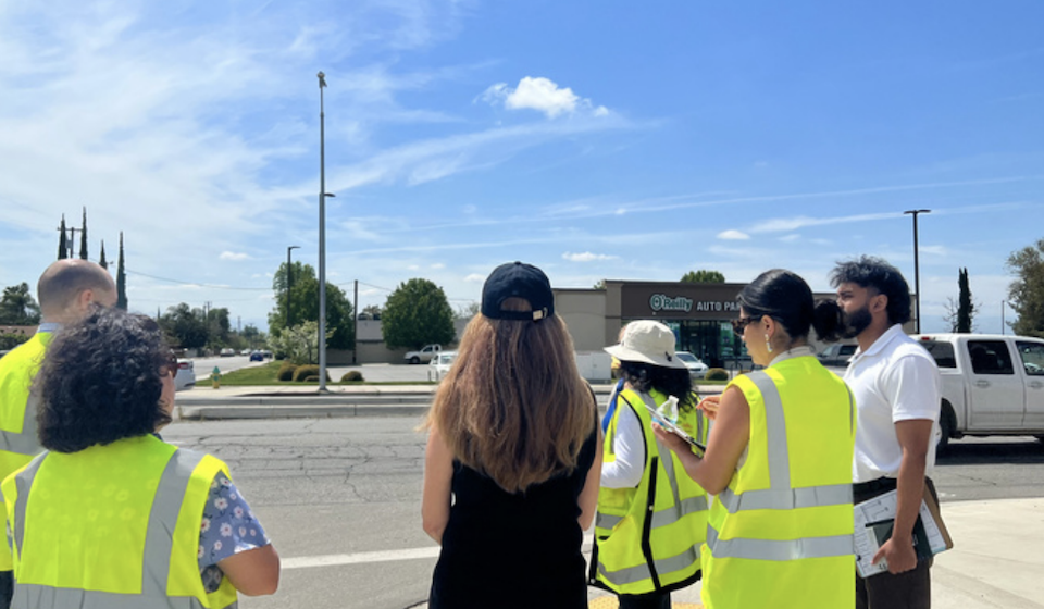 Planning committee conducting a walk and bike assessment in Arvin, CA