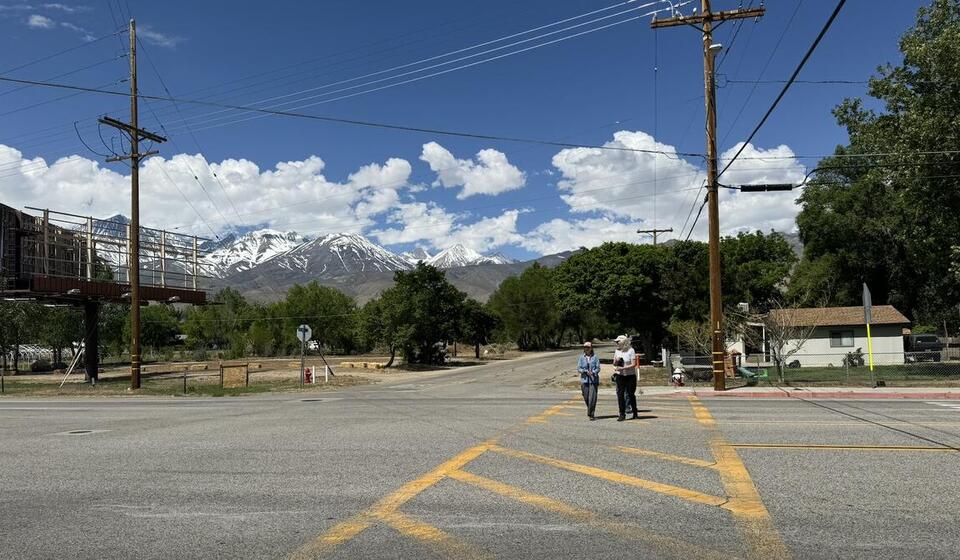 Participants at the 2024 CSSA conducting a walk audit in Big Pine, CA