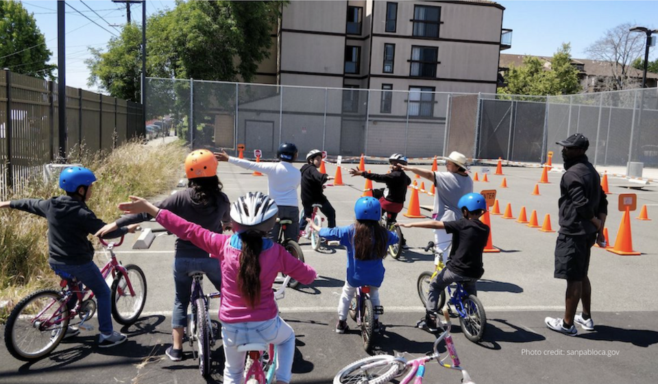 Youth attending a bike rodeo in San Pablo, CA