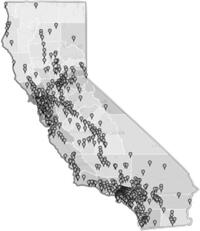 Figure 4 showing all cities in California included in the study dataset