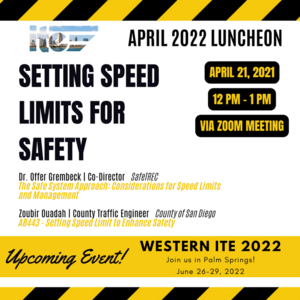 Setting Speed Limits for Safety Flyer, with event information in black and yellow text on a white background