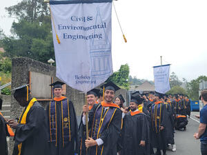 Graduates during the 2023 ceremony for Civil and Environmental Engineering masters students
